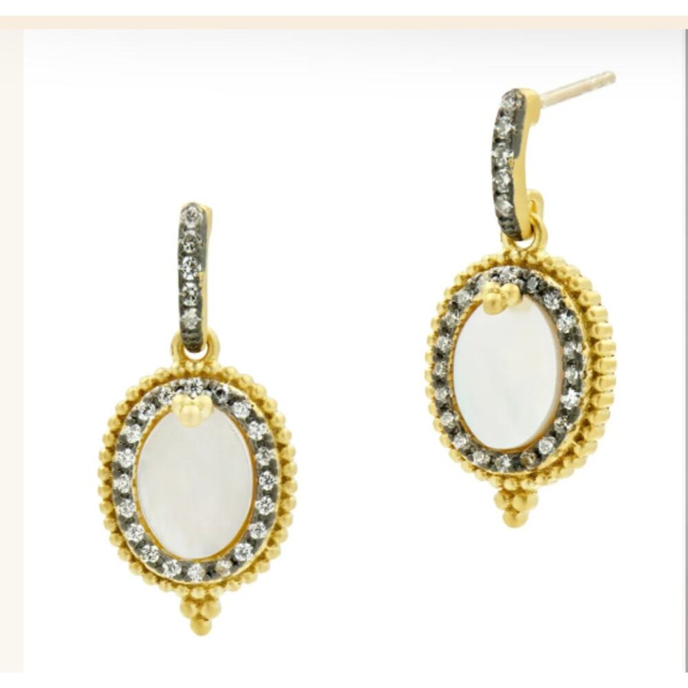Freida Rothman Imperial Mother of Pearl Mini 14K Leverback Earrings